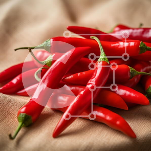 Σετ των 2 Intra Συλλεκτικό Ξύλινο Παζλ Plywood  4mm - Φρέσκα κόκκινα τσίλι σε μπεζ ύφασμα Σε Ξύλινο Κουτί - Διαστάσεις: 10x10 cm – 25 κομμάτια