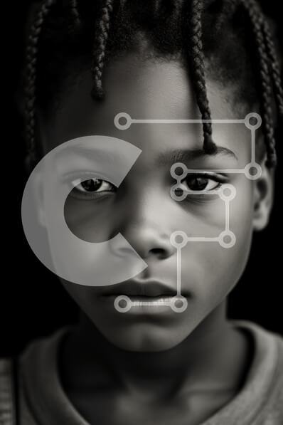 Intra Συλλεκτικό Ξύλινο Παζλ Plywood  4mm - Πορτρέτο ενός μικρού παιδιού σε μαύρο και άσπρο Σε Ξύλινο Κουτί - Διαστάσεις Puzzle: 10x10 cm – 25 κομμάτια