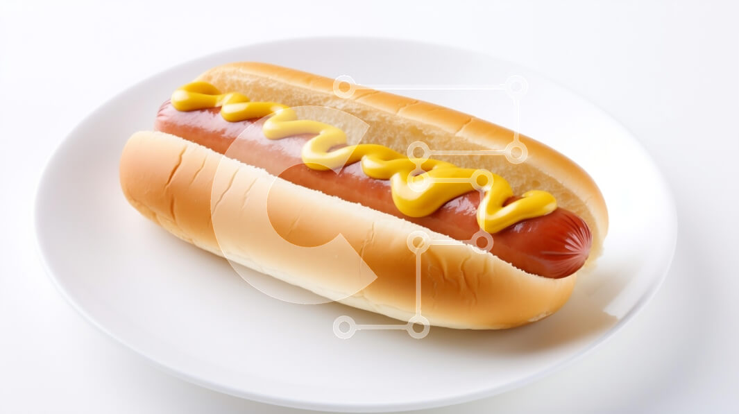 Σετ των 2 Intra Συλλεκτικό Ξύλινο Παζλ Plywood  4mm - Χοτ-ντογκ με μουστάρδα σε λευκό πιάτο Σε Ξύλινο Κουτί - Διαστάσεις: 10x10 cm – 25 κομμάτια