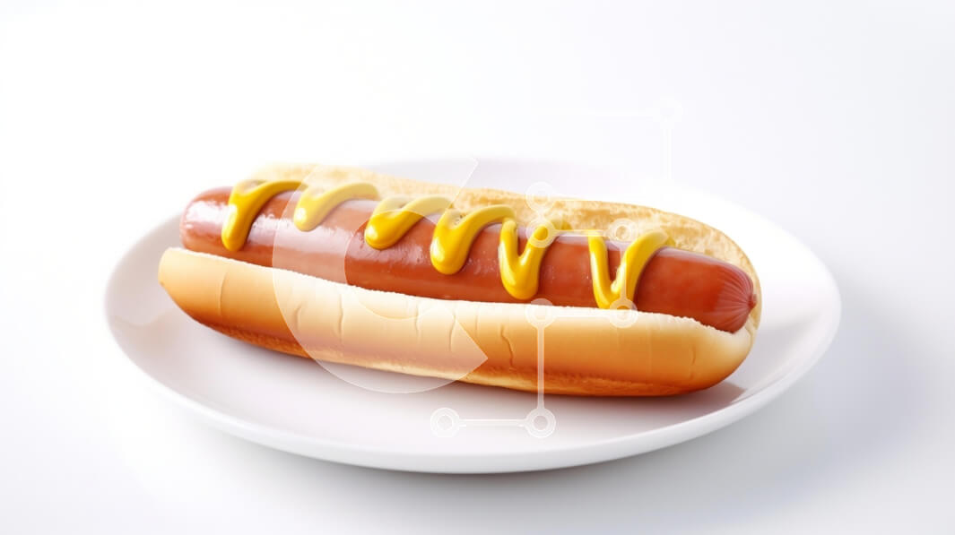 Σετ των 2 Intra Συλλεκτικό Ξύλινο Παζλ Plywood  4mm - Κλασικό χοτ ντογκ με μουστάρδα σε λευκό πιάτο Σε Ξύλινο Κουτί - Διαστάσεις: 10x10 cm – 25 κομμάτια