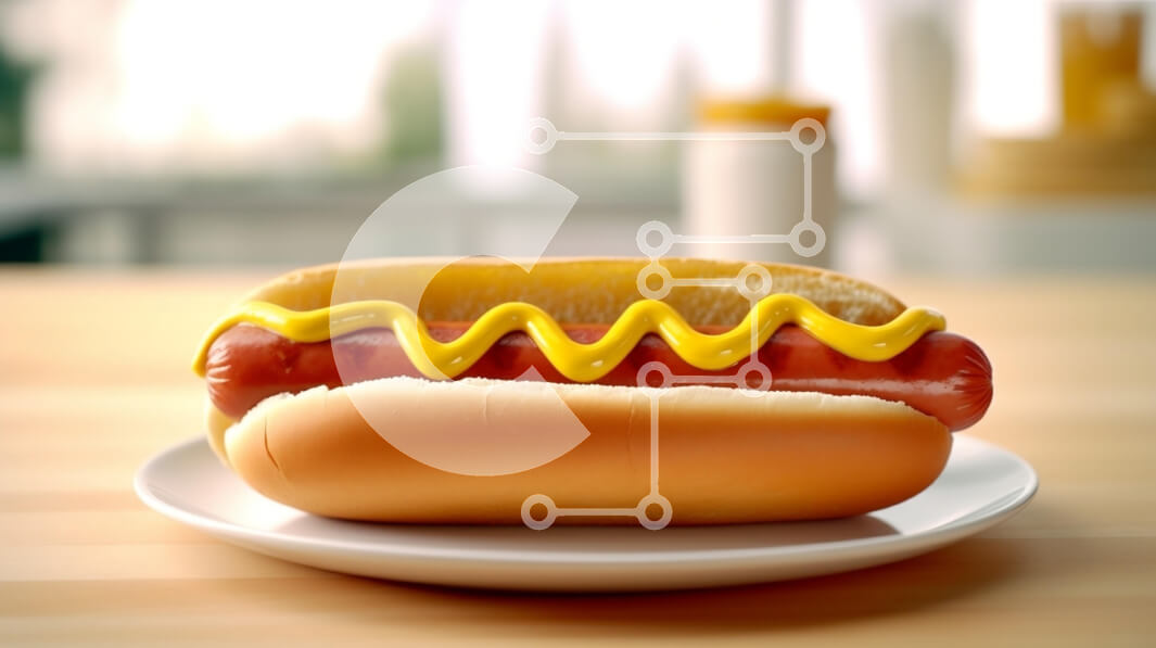 Σετ των 2 Intra Συλλεκτικό Ξύλινο Παζλ Plywood  4mm - Χοτ ντογκ με μουστάρδα σε ένα πιάτο Σε Ξύλινο Κουτί - Διαστάσεις: 10x10 cm – 25 κομμάτια