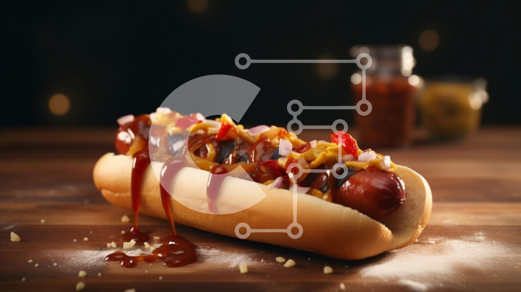 Σετ των 2 Intra Συλλεκτικό Ξύλινο Παζλ Plywood  4mm - Χοτ ντογκ με καρυκεύματα σε ξύλινη επιφάνεια Σε Ξύλινο Κουτί - Διαστάσεις: 10x10 cm – 25 κομμάτια