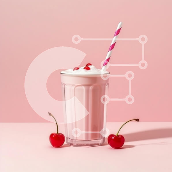 Σετ των 2 Intra Συλλεκτικό Ξύλινο Παζλ Plywood  4mm - Ροζ Milkshake με κεράσια Σε Ξύλινο Κουτί - Διαστάσεις: 10x10 cm – 25 κομμάτια