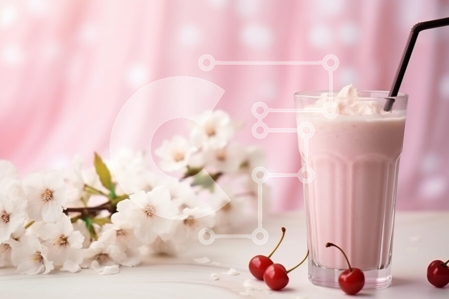 Σετ των 2 Intra Συλλεκτικό Ξύλινο Παζλ Plywood  4mm - Ροζ Milkshake με άνθη κερασιάς Σε Ξύλινο Κουτί - Διαστάσεις: 10x10 cm – 25 κομμάτια