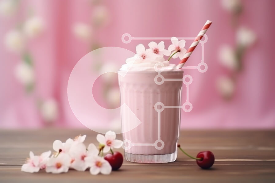 Σετ των 2 Intra Συλλεκτικό Ξύλινο Παζλ Plywood  4mm - Νόστιμο ροζ μιλκσέικ με άνθη κερασιάς Σε Ξύλινο Κουτί - Διαστάσεις: 10x10 cm – 25 κομμάτια