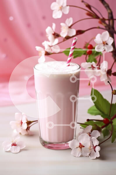 Σετ των 2 Intra Συλλεκτικό Ξύλινο Παζλ Plywood  4mm - Ροζ Milkshake με άνθη κερασιάς Σε Ξύλινο Κουτί - Διαστάσεις: 10x10 cm – 25 κομμάτια