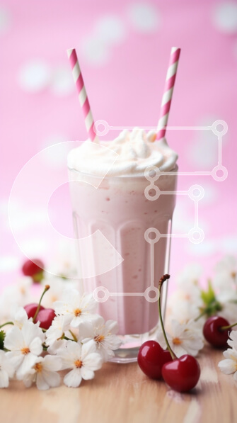 Intra Συλλεκτικό Ξύλινο Παζλ Plywood  4mm - Λαχταριστό ροζ μιλκσέικ με κεράσια και λουλούδια Σε Ξύλινο Κουτί - Διαστάσεις: 10x10 cm – 25 κομμάτια