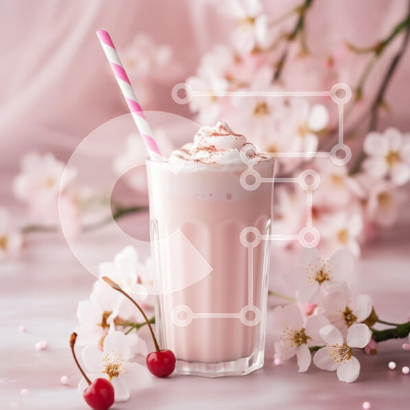 Σετ των 2 Intra Συλλεκτικό Ξύλινο Παζλ Plywood  4mm - Ροζ Milkshake με άνθη κερασιάς Σε Ξύλινο Κουτί - Διαστάσεις: 10x10 cm – 25 κομμάτια