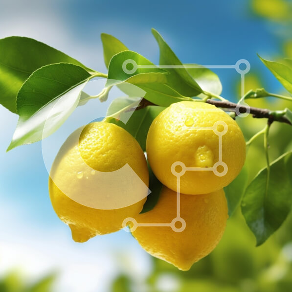 Intra Συλλεκτικό Ξύλινο Παζλ Plywood  4mm - Ώριμα λεμόνια σε κλαδί λεμονιάς με μπλε ουρανό Σε Ξύλινο Κουτί - Διαστάσεις: 10x10 cm – 25 κομμάτια