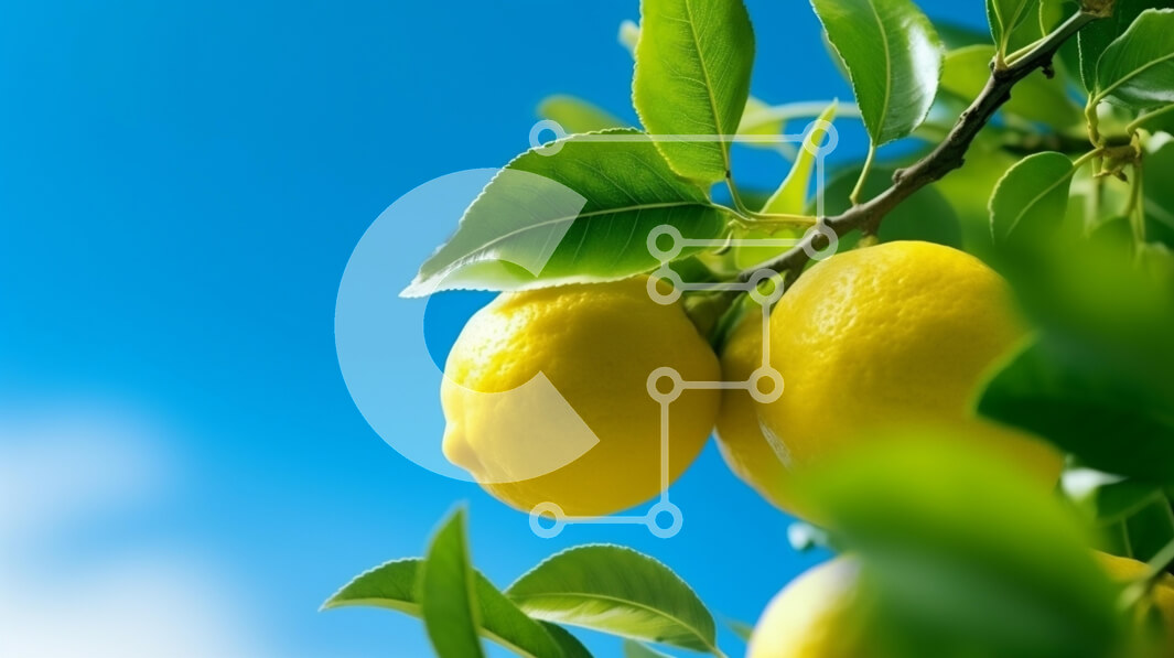 Intra Συλλεκτικό Ξύλινο Παζλ Plywood  4mm - Λεμόνια σε ένα κλαδί ενάντια σε έναν μπλε ουρανό Σε Ξύλινο Κουτί - Διαστάσεις: 10x10 cm – 25 κομμάτια