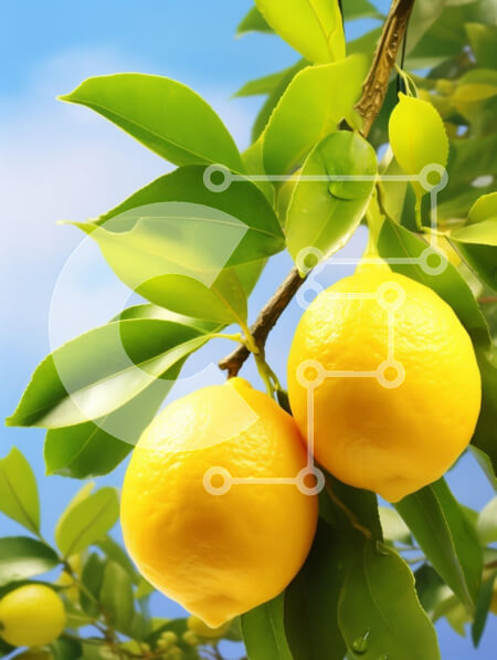 Intra Συλλεκτικό Ξύλινο Παζλ Plywood  4mm - Λεμόνια σε ένα δέντρο ενάντια στο γαλάζιο του ουρανού Σε Ξύλινο Κουτί - Διαστάσεις: 10x10 cm – 25 κομμάτια