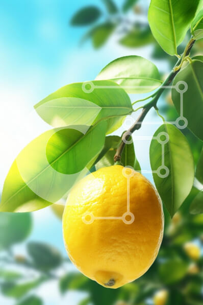 Σετ των 2 Intra Συλλεκτικό Ξύλινο Παζλ Plywood  4mm - Ώριμο λεμόνι σε κλαδί με πράσινα φύλλα Σε Ξύλινο Κουτί - Διαστάσεις: 10x10 cm – 25 κομμάτια