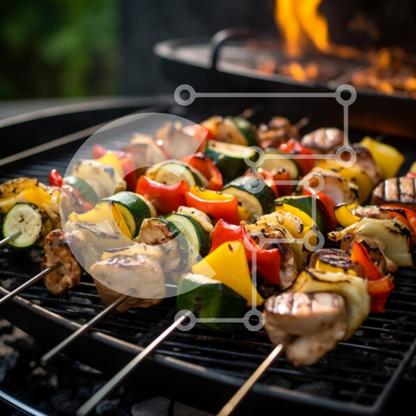 Σετ των 2 Intra Συλλεκτικό Ξύλινο Παζλ Plywood  4mm - Ψητά κεμπάπ με λαχανικά Σε Ξύλινο Κουτί - Διαστάσεις: 10x10 cm – 25 κομμάτια