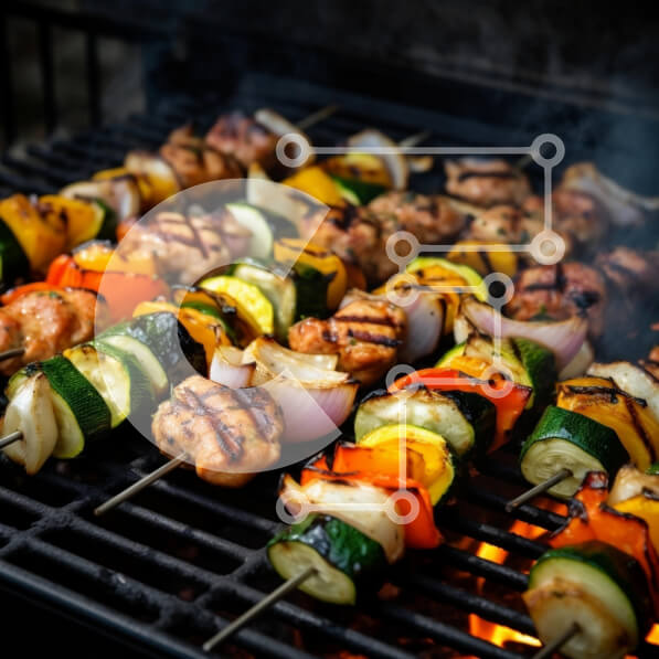 Σετ των 2 Intra Συλλεκτικό Ξύλινο Παζλ Plywood  4mm - Ψητά κεμπάπ στη σχάρα μπάρμπεκιου Σε Ξύλινο Κουτί - Διαστάσεις: 10x10 cm – 25 κομμάτια