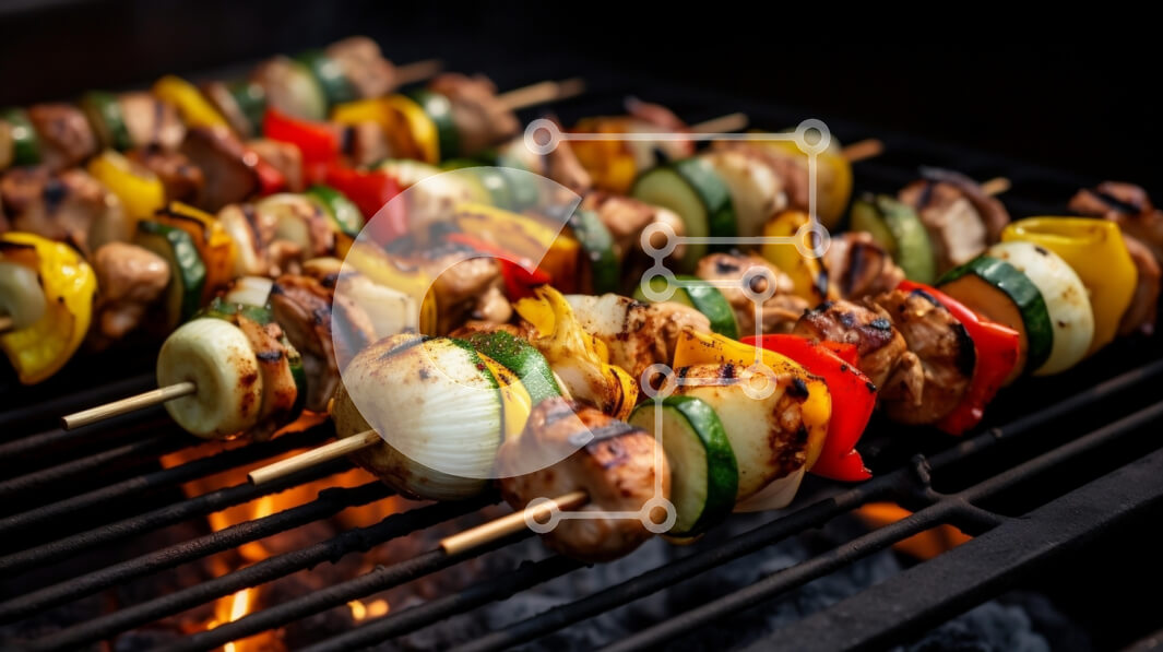 Σετ των 2 Intra Συλλεκτικό Ξύλινο Παζλ Plywood  4mm - Ψητά σουβλάκια στη σχάρα BBQ Σε Ξύλινο Κουτί - Διαστάσεις: 10x10 cm – 25 κομμάτια