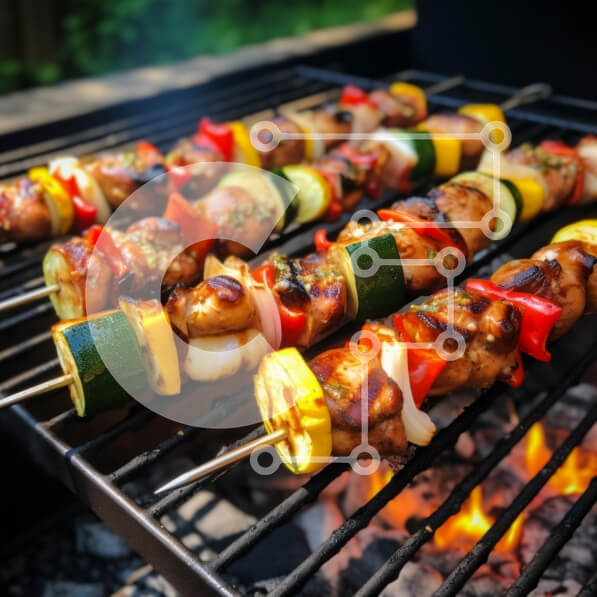 Σετ των 2 Intra Συλλεκτικό Ξύλινο Παζλ Plywood  4mm - Ψητά κεμπάπ με κοτόπουλο και λαχανικά στη σχάρα Σε Ξύλινο Κουτί - Διαστάσεις: 10x10 cm – 25 κομμάτια