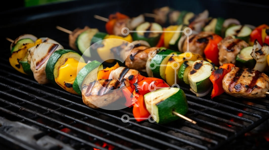 Σετ των 2 Intra Συλλεκτικό Ξύλινο Παζλ Plywood  4mm - Σουβλάκια κοτόπουλου και λαχανικών στη σχάρα Σε Ξύλινο Κουτί - Διαστάσεις: 10x10 cm – 25 κομμάτια