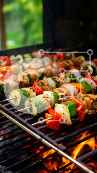 Intra Συλλεκτικό Ξύλινο Παζλ Plywood  4mm - Σουβλάκια λαχανικών και κοτόπουλου στη σχάρα Σε Ξύλινο Κουτί - Διαστάσεις: 10x10 cm – 25 κομμάτια