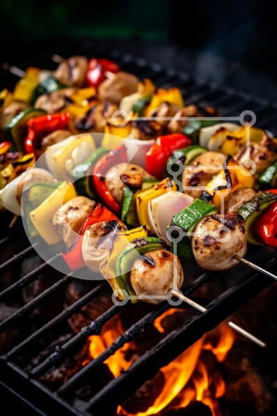 Σετ των 2 Intra Συλλεκτικό Ξύλινο Παζλ Plywood  4mm - Ψητά σουβλάκια από λαχανικά και κοτόπουλο Σε Ξύλινο Κουτί - Διαστάσεις: 10x10 cm – 25 κομμάτια