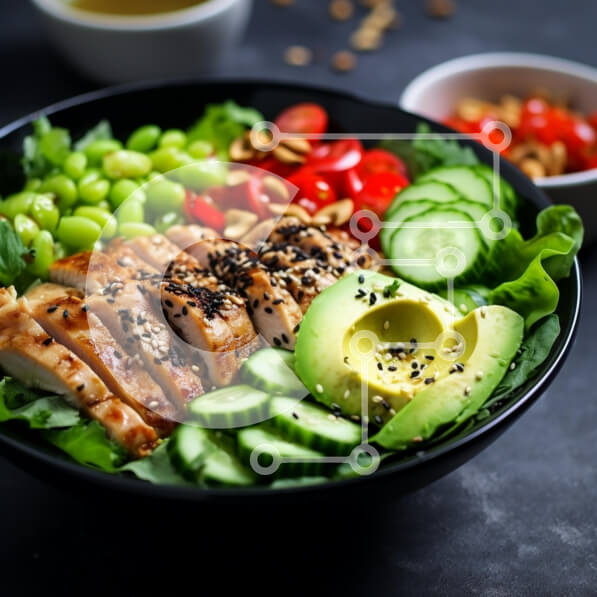 Σετ των 2 Intra Συλλεκτικό Ξύλινο Παζλ Plywood  4mm - Πολύχρωμο μπολ σαλάτας με ψητό κοτόπουλο και λαχανικά Σε Ξύλινο Κουτί - Διαστάσεις: 10x10 cm – 25 κομμάτια