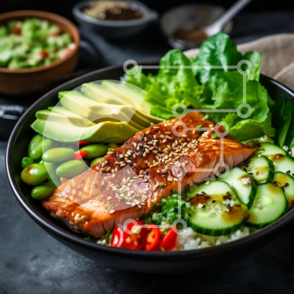 Σετ των 2 Intra Συλλεκτικό Ξύλινο Παζλ Plywood  4mm - Νόστιμο μπολ σολομού με φρέσκα λαχανικά Σε Ξύλινο Κουτί - Διαστάσεις: 10x10 cm – 25 κομμάτια