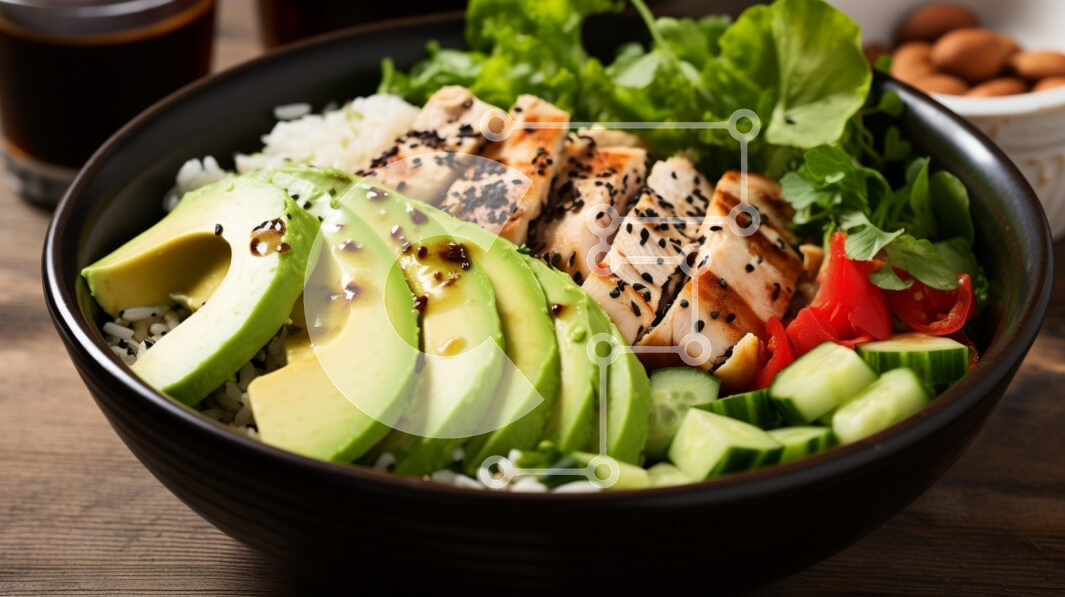 Σετ των 2 Intra Συλλεκτικό Ξύλινο Παζλ Plywood  4mm - Πολύχρωμο μπολ ρυζιού κοτόπουλου με φρέσκα λαχανικά Σε Ξύλινο Κουτί - Διαστάσεις: 10x10 cm – 25 κομμάτια