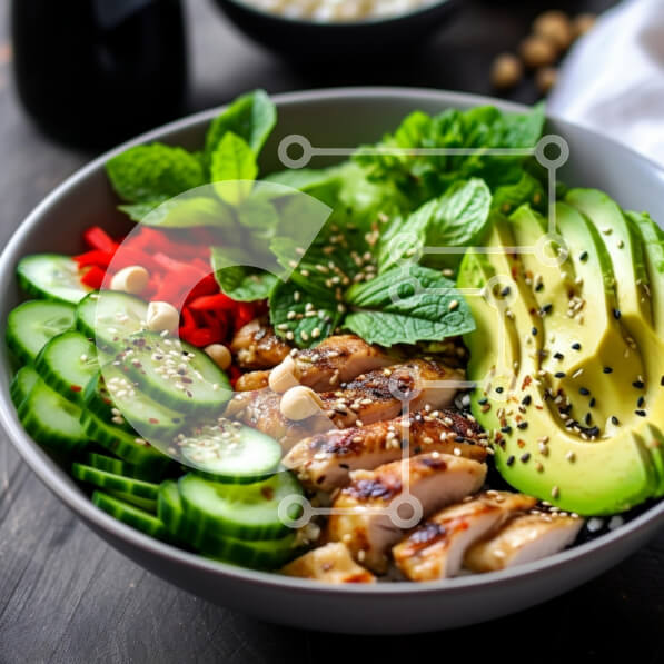 Σετ των 2 Intra Συλλεκτικό Ξύλινο Παζλ Plywood  4mm - Ζωντανό μπολ με ψητό κοτόπουλο και φρέσκα λαχανικά Σε Ξύλινο Κουτί - Διαστάσεις: 10x10 cm – 25 κομμάτια