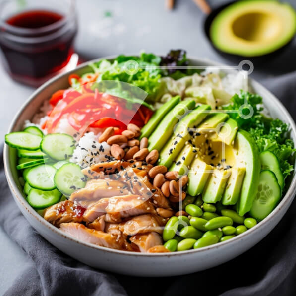 Σετ των 2 Intra Συλλεκτικό Ξύλινο Παζλ Plywood  4mm - Πολύχρωμο μπολ με φρέσκα υλικά με ψητό κοτόπουλο Σε Ξύλινο Κουτί - Διαστάσεις: 10x10 cm – 25 κομμάτια