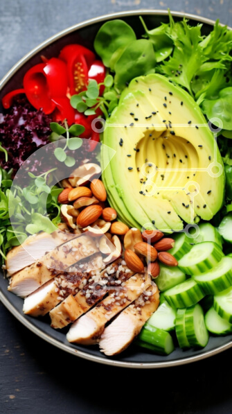 Intra Συλλεκτικό Ξύλινο Παζλ Plywood  4mm - Φρέσκια σαλατιέρα με ψητό κοτόπουλο και λαχανικά Σε Ξύλινο Κουτί - Διαστάσεις: 10x10 cm – 25 κομμάτια