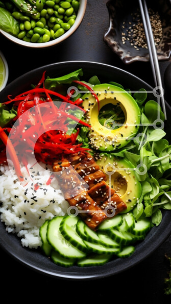 Intra Συλλεκτικό Ξύλινο Παζλ Plywood  4mm - Υγιεινό μπολ με ψητά ψάρια και φρέσκα λαχανικά Σε Ξύλινο Κουτί - Διαστάσεις: 10x10 cm – 25 κομμάτια