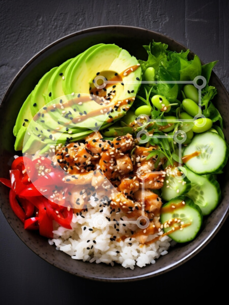 Σετ των 2 Intra Συλλεκτικό Ξύλινο Παζλ Plywood  4mm - Υγιεινό μπολ με κοτόπουλο, αβοκάντο και λαχανικά Σε Ξύλινο Κουτί - Διαστάσεις: 10x10 cm – 25 κομμάτια