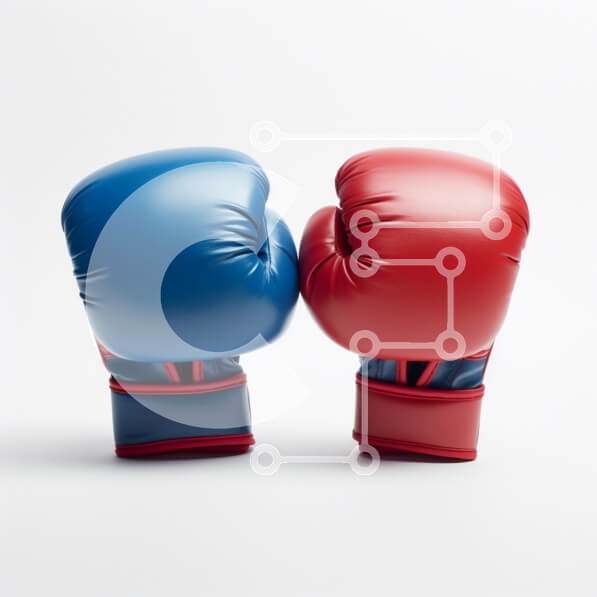 Intra Συλλεκτικό Ξύλινο Παζλ Plywood  4mm - Ζευγάρι γάντια του μποξ σε μπλε και κόκκινο χρώμα Σε Ξύλινο Κουτί - Διαστάσεις Puzzle: 10x10 cm – 25 κομμάτια