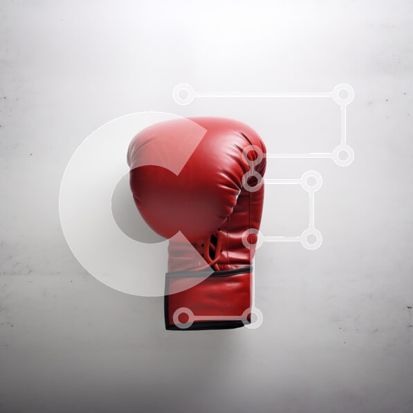 Intra Συλλεκτικό Ξύλινο Παζλ Plywood  4mm - Κόκκινο γάντι του μποξ σε άσπρο φόντο Σε Ξύλινο Κουτί - Διαστάσεις Puzzle: 10x10 cm – 25 κομμάτια