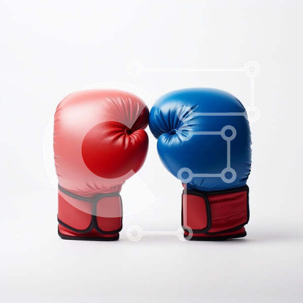 Intra Συλλεκτικό Ξύλινο Παζλ Plywood  4mm - Κόκκινα και μπλε γάντια του μποξ Σε Ξύλινο Κουτί - Διαστάσεις Puzzle: 10x10 cm – 25 κομμάτια