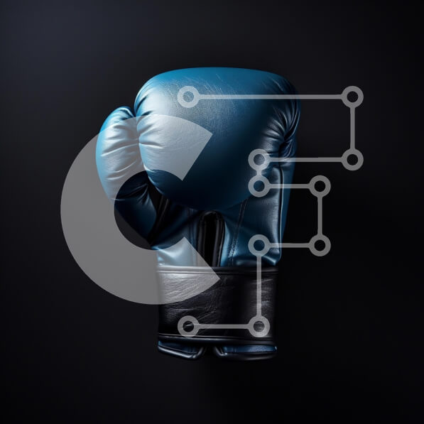 Intra Συλλεκτικό Ξύλινο Παζλ Plywood  4mm - Μπλε γάντι του μποξ σε μαύρο φόντο Σε Ξύλινο Κουτί - Διαστάσεις Puzzle: 10x10 cm – 25 κομμάτια