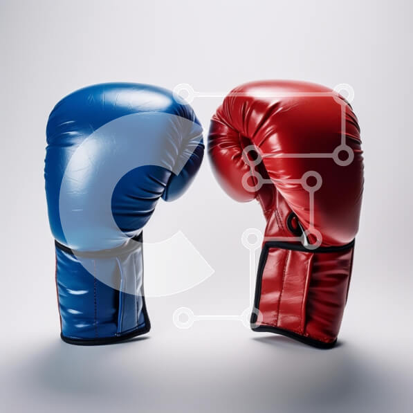 Intra Συλλεκτικό Ξύλινο Παζλ Plywood  4mm - Γάντια του μποξ σε μπλε και κόκκινο χρώμα Σε Ξύλινο Κουτί - Διαστάσεις Puzzle: 10x10 cm – 25 κομμάτια