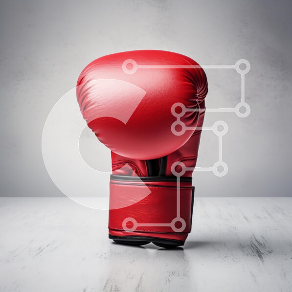 Intra Συλλεκτικό Ξύλινο Παζλ Plywood  4mm - Κόκκινο γάντι του μποξ σε γκρίζα επιφάνεια Σε Ξύλινο Κουτί - Διαστάσεις Puzzle: 10x10 cm – 25 κομμάτια