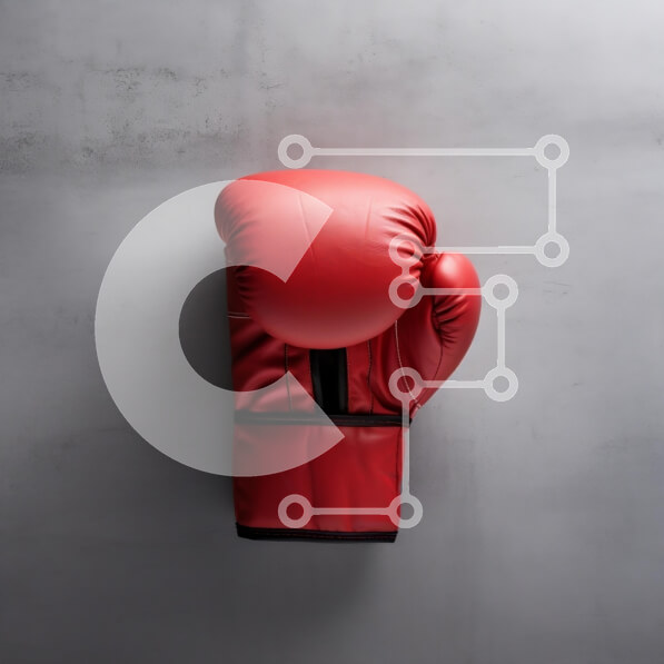 Intra Συλλεκτικό Ξύλινο Παζλ Plywood  4mm - Κόκκινο γάντι του μποξ σε γκρι φόντο Σε Ξύλινο Κουτί - Διαστάσεις Puzzle: 10x10 cm – 25 κομμάτια