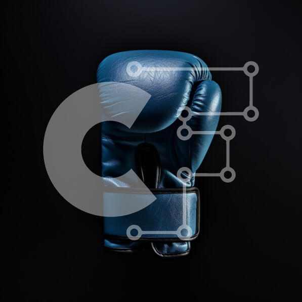 Intra Συλλεκτικό Ξύλινο Παζλ Plywood  4mm - Μπλε γάντι του μποξ σε μαύρο φόντο Σε Ξύλινο Κουτί - Διαστάσεις Puzzle: 10x10 cm – 25 κομμάτια
