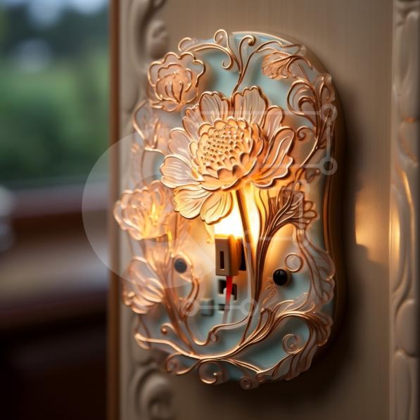 Intra Συλλεκτικό Ξύλινο Παζλ Plywood  4mm - Κομψή απλίκα τοίχου με λουλουδάτο σχέδιο - ορείχαλκο και χρυσό φινίρισμα Σε Ξύλινο Κουτί - Διαστάσεις Puzzle: 10x10 cm – 25 κομμάτια