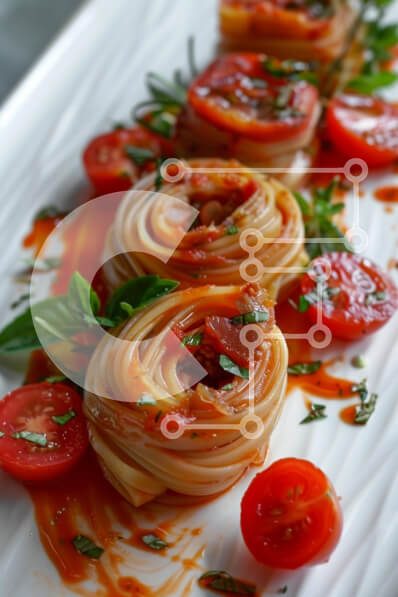 Σετ των 2 Intra Συλλεκτικό Ξύλινο Παζλ Plywood  4mm - Κομψό πιάτο ζυμαρικών με σάλτσα ντομάτας και βότανα Σε Ξύλινο Κουτί - Διαστάσεις: 10x10 cm – 25 κομμάτια