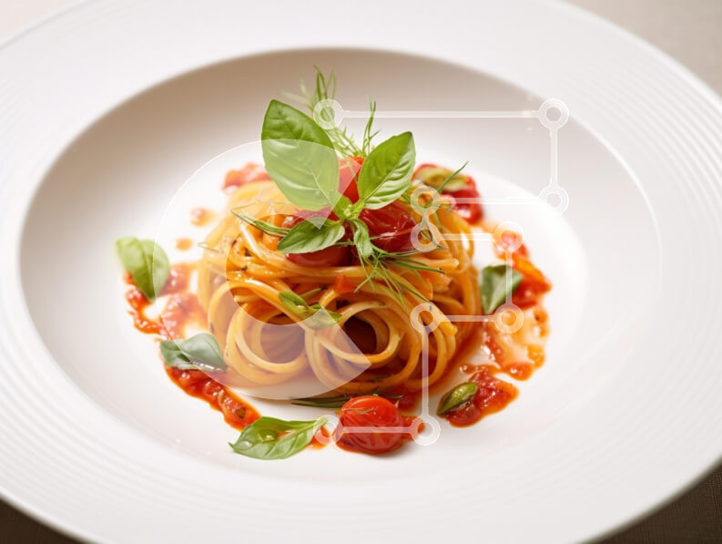 Σετ των 2 Intra Συλλεκτικό Ξύλινο Παζλ Plywood  4mm - Νόστιμο πιάτο ζυμαρικών με σάλτσα ντομάτας και βασιλικό Σε Ξύλινο Κουτί - Διαστάσεις: 10x10 cm – 25 κομμάτια