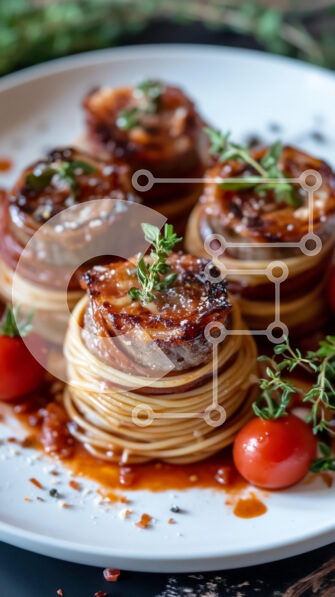 Intra Συλλεκτικό Ξύλινο Παζλ Plywood  4mm - Γκουρμέ σπαγγέτι με ρολό κρέατος Σε Ξύλινο Κουτί - Διαστάσεις: 10x10 cm – 25 κομμάτια