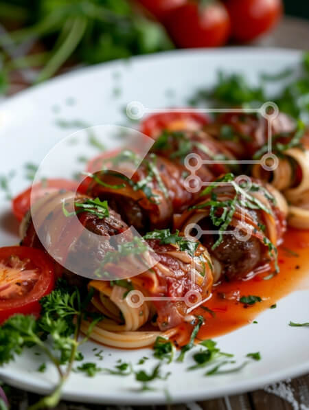 Σετ των 2 Intra Συλλεκτικό Ξύλινο Παζλ Plywood  4mm - Κεφτεδάκια τυλιγμένα σε ζυμαρικά με σάλτσα ντομάτας και φρέσκα μυρωδικά Σε Ξύλινο Κουτί - Διαστάσεις: 10x10 cm – 25 κομμάτια