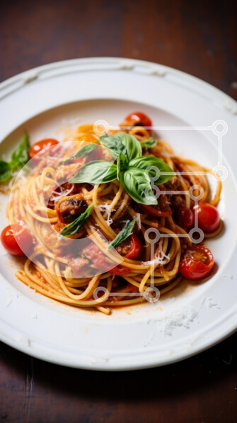 Intra Συλλεκτικό Ξύλινο Παζλ Plywood  4mm - Λαχταριστά μακαρόνια με ντοματίνια και βασιλικό Σε Ξύλινο Κουτί - Διαστάσεις: 10x10 cm – 25 κομμάτια