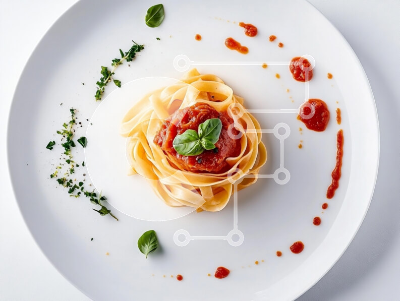 Σετ των 2 Intra Συλλεκτικό Ξύλινο Παζλ Plywood  4mm - Γκουρμέ φετουτσίνι με σάλτσα ντομάτας και βασιλικό Σε Ξύλινο Κουτί - Διαστάσεις: 10x10 cm – 25 κομμάτια