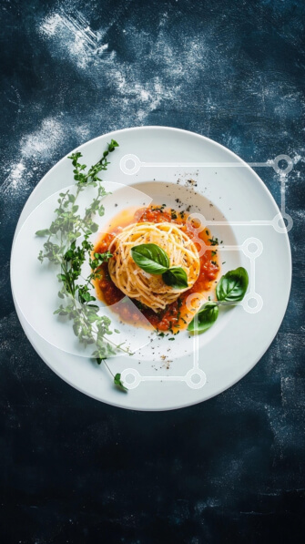 Intra Συλλεκτικό Ξύλινο Παζλ Plywood  4mm - Κομψό πιάτο σπαγγέτι με σάλτσα ντομάτας και βασιλικό Σε Ξύλινο Κουτί - Διαστάσεις: 10x10 cm – 25 κομμάτια