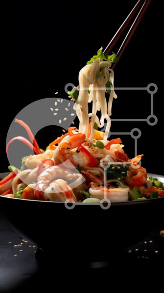 Intra Συλλεκτικό Ξύλινο Παζλ Plywood  4mm - Νόστιμα νουντλς γαρίδας Σε Ξύλινο Κουτί - Διαστάσεις: 10x10 cm – 25 κομμάτια