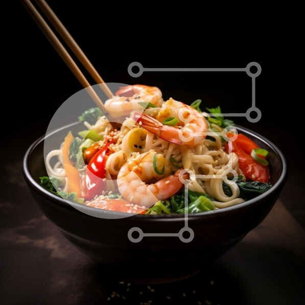 Σετ των 2 Intra Συλλεκτικό Ξύλινο Παζλ Plywood  4mm - Μπολ Noodle γαρίδας με λαχανικά Σε Ξύλινο Κουτί - Διαστάσεις: 10x10 cm – 25 κομμάτια