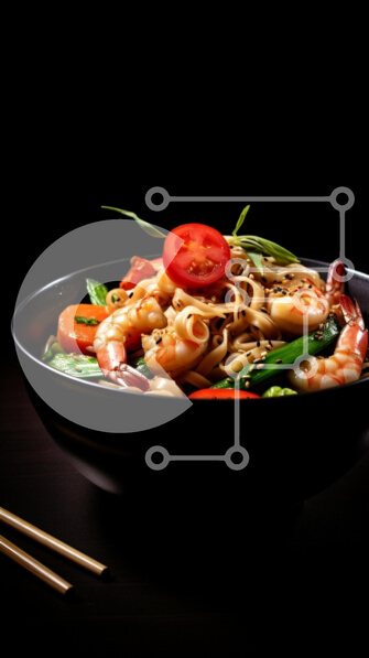 Intra Συλλεκτικό Ξύλινο Παζλ Plywood  4mm - Νόστιμα νουντλς γαρίδας με λαχανικά Σε Ξύλινο Κουτί - Διαστάσεις: 10x10 cm – 25 κομμάτια